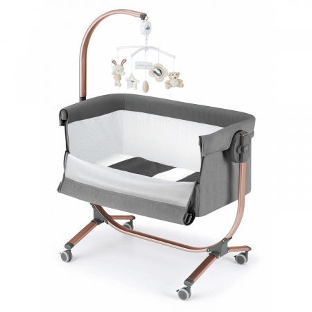 Patut cu leganare, Cullami, co-sleeper 2 in 1, Cu laterala culisanta, Cu setare unghiulara, Cu roti, Reglabil in 8 pozitii pe inaltime, Gold [6]