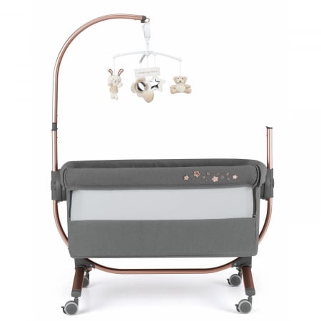 Patut cu leganare, Cullami, co-sleeper 2 in 1, Cu laterala culisanta, Cu setare unghiulara, Cu roti, Reglabil in 8 pozitii pe inaltime, Gold [1]