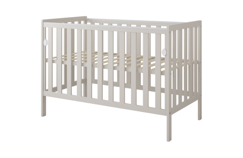 Pătuț din Lemn BAMBI Cașmir 120×60 cm Laterala culisantă · Roți cu blocare · Protecție silicon pentru dentiție · EN 716-1 [6]