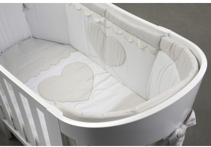 Patut oval din lemn masiv, cu sertar, laterala culisabila si inaltime reglabila a saltelei pentru bebe, EVA cu saltea inclusa [7]
