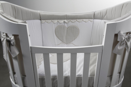 Patut oval din lemn masiv, cu sertar, laterala culisabila si inaltime reglabila a saltelei pentru bebe, EVA cu saltea inclusa [6]