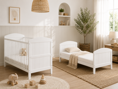 Patuturi transformabile - Patut din lemn masiv, transformabil pentru bebe si junior, Hampton 140 x 70 cm