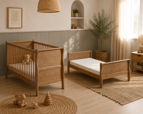 Patuturi copii - Patut din lemn masiv, transformabil pentru bebe si junior, Noble Vintage, 140 x 70 cm
