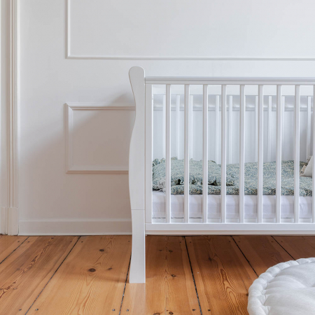 Patut din lemn masiv, transformabil pentru bebe si junior, Noble Alb + Saltea Cocos 140 x 70 cm [5]