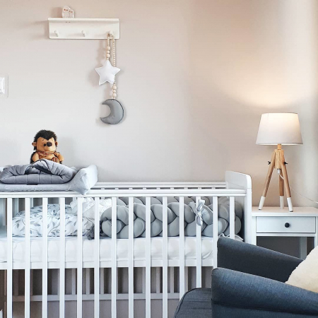 Patut din lemn pentru bebe, inaltime saltea reglabila, Clasic Alb + Saltea Cocos 120x60x10 cm [2]