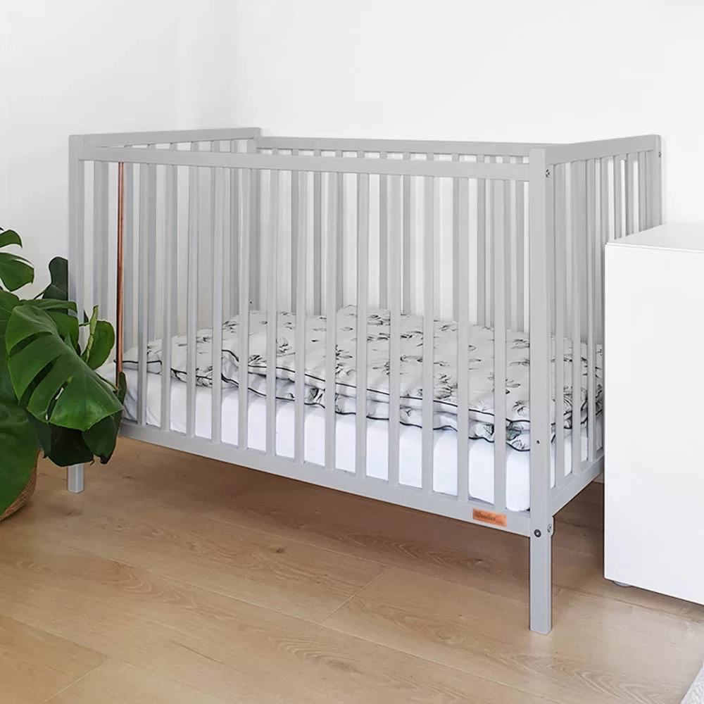 Patuturi lemn 120x60 cm - Patut din lemn pentru bebe, inaltime saltea reglabila, Stardust  Craft gri 120×60 cm