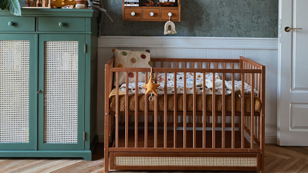 Patut cu sertar independent din lemn pentru bebe, inaltime saltea reglabila, Boho vintage 120×60 cm [7]
