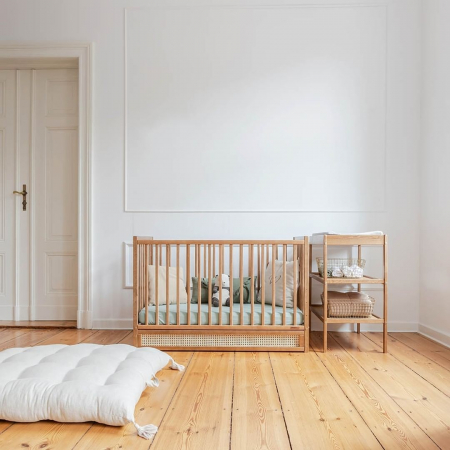 Patut cu sertar independent din lemn pentru bebe, inaltime saltea reglabila, Boho vintage 120×60 cm [13]