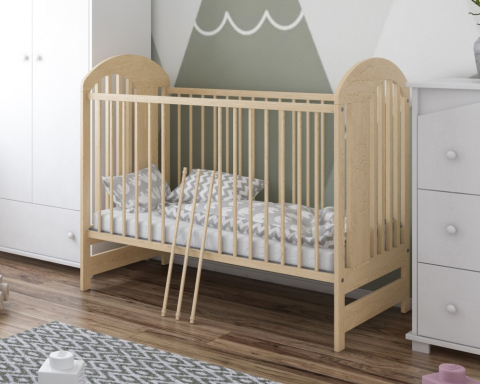 Patuturi copii - Pătuț din Lemn pentru Copii TYMON Natur 120×60 cm Somieră reglabilă · 3 bare laterale detașabile · Design modern · 0–4 ani