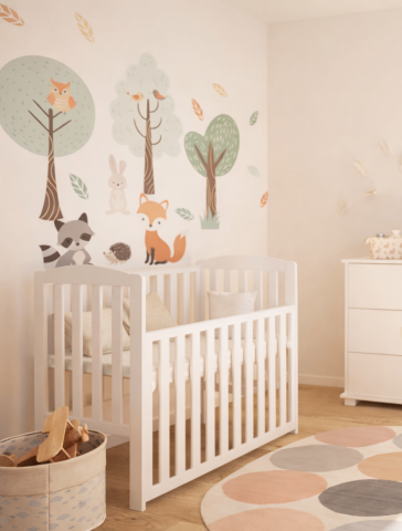 Camera copilului - Pătuț din Lemn TOBI Alb 100×50 cm Laterala culisantă · Roți cu blocare · Protecție silicon pentru dentiție · EN 716-1