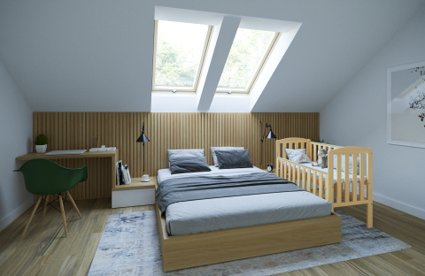 Pătuț din Lemn TOBI Natural 100×50 cm Laterala culisantă · Roți cu blocare · Protecție silicon pentru dentiție · EN 716-1 [1]