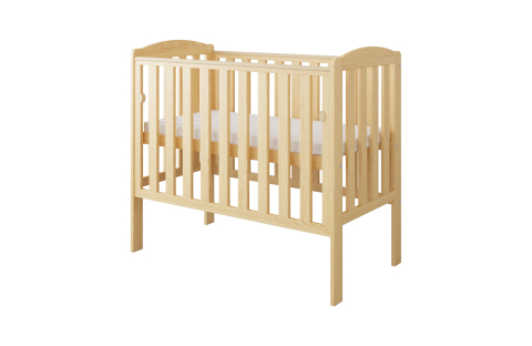 Pătuț din Lemn TOBI Natural 100×50 cm Laterala culisantă · Roți cu blocare · Protecție silicon pentru dentiție · EN 716-1 [6]