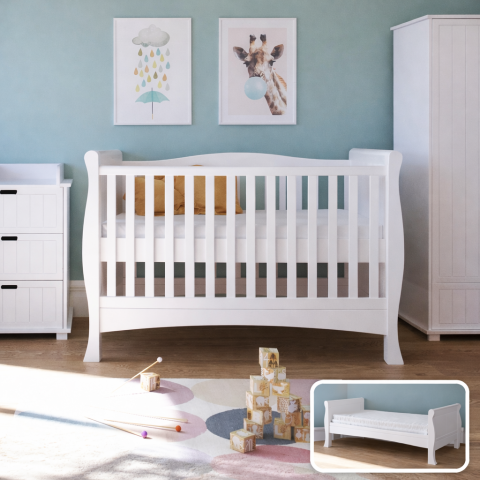 Patuturi transformabile - Pătuț evolutiv 140x70 cm Serenity 3in1 – pat bebe + junior + pat preșcolar, somieră reglabilă