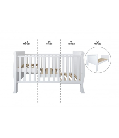 Pătuț Evolutiv 140x70cm Scarlet 3în1 Gri – Pat Bebe + Junior + Pat Preșcolar, Somieră Reglabilă 3 Poziții + Șipci Detașabile | EN 716-1, Max 40kg [6]