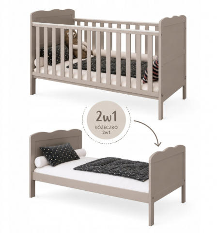 Pătuț Evolutiv 140x70cm Isabel 3în1 Casmir – Pat Bebe + Junior + Pat Preșcolar, Somieră Reglabilă 3 Poziții + Trepte Detașabile | EN 716 [1]