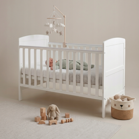 Pătuț Evolutiv 140x70cm Philip 3în1 Alb – Pat Bebe + Junior + Pat Preșcolar, Somieră Reglabilă 3 Poziții + Trepte Detașabile | EN 716 [2]