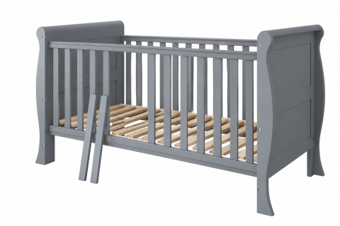 Pătuț Evolutiv 140x70cm Scarlet 3în1 Gri – Pat Bebe + Junior + Pat Preșcolar, Somieră Reglabilă 3 Poziții + Șipci Detașabile | EN 716-1, Max 40kg [5]