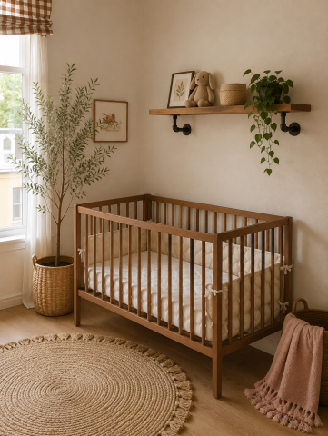 Patuturi lemn 120x60 cm - Pătuț Lemn Woodies Stardust Cot 120x60 cm, Vintage, cu Balustru din Cupru