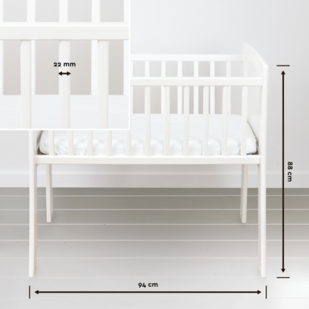 Patut mic, co-sleeping din lemn, Alb cu Saltea Cocos Spuma Cocos 90 x 40 x 7 cm [11]