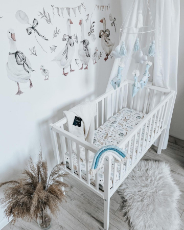 Patut mic, co-sleeping din lemn, Classic Alb cu Saltea Cocos Spuma Cocos 90 x 40 x 7 cm [1]