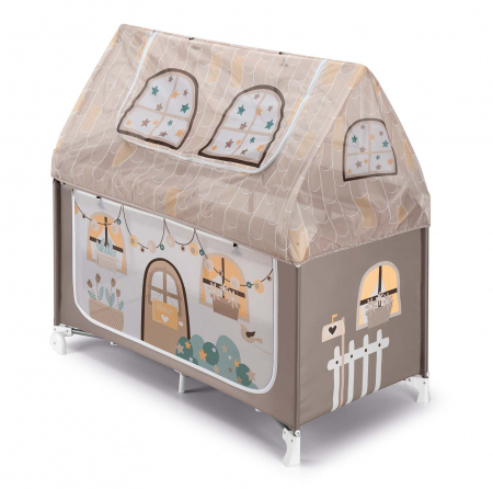 Camera copilului - Patut pliant voiaj cu doua niveluri de inaltime, ultraportabil pentru copii "Daily Dolci Sogni", usor de transportat, ideal pentru calatorii, material rezistent cu protectii laterale si saltea inclusa