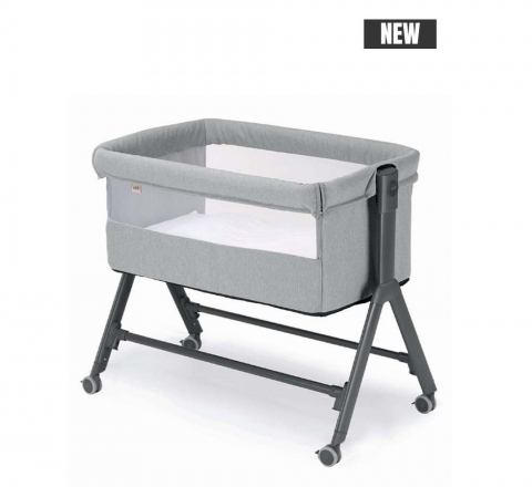 Camera copilului - Patut, Sempreconte Joy, co-sleeper si tarc 2 in 1, Cu laterala culisanta, Cu setare unghiulara, Cu roti, Geanta voiaj, Reglabil in 8 pozitii pe inaltime, 0-15 kg, Gri