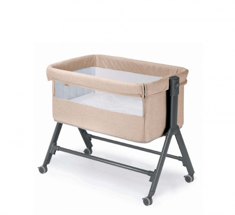 Camera copilului - Patut, Sempreconte Joy, co-sleeper si tarc 2 in 1, Cu laterala culisanta, Cu setare unghiulara, Cu roti, Geanta voiaj, Reglabil in 8 pozitii pe inaltime, 0-15 kg, Bej