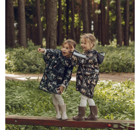 Pelerina de Ploaie pentru Copii, Poncho pentru ploaie 1,5-8 ani – Animals Garden Dark [8]