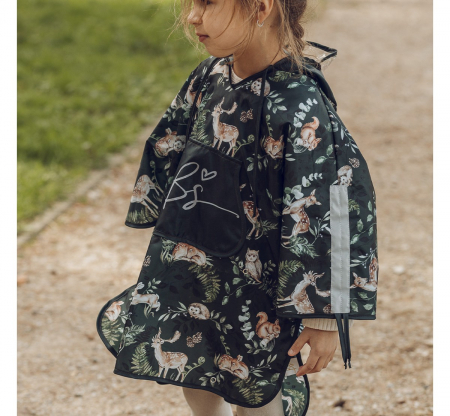 Pelerina de Ploaie pentru Copii, Poncho pentru ploaie 1,5-8 ani – Animals Garden Dark [4]