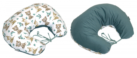 Perne pentru alaptare - Perna pentru gravide si alaptare, husa detasabila cu fata dubla, bumbac si catifea, si umplutura antialergică BabySoft®, Teddy Khaki, Amy