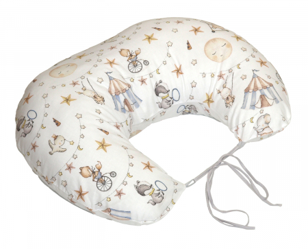 Perne pentru alaptare - Perna pentru gravide si alaptare, husa detasabila din bumbac 100% si umplutura antialergică BabySoft®, Circ Blue, Amy