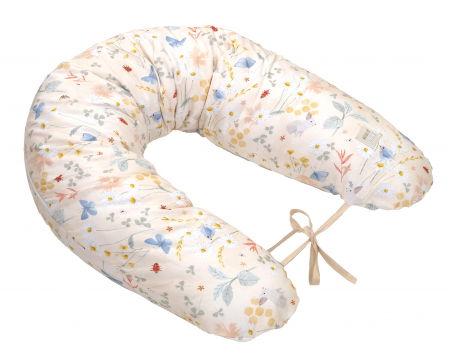 Perne pentru alaptare - Perna pentru gravide si alaptare, husa detasabila din bumbac 100% si umplutura antialergică BabySoft®, Lunca Bej, Amy