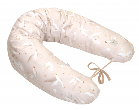 Perne pentru alaptare - Perna pentru gravide si alaptare, husa detasabila din bumbac 100% si umplutura antialergică BabySoft®, Gasca Bej, Amy
