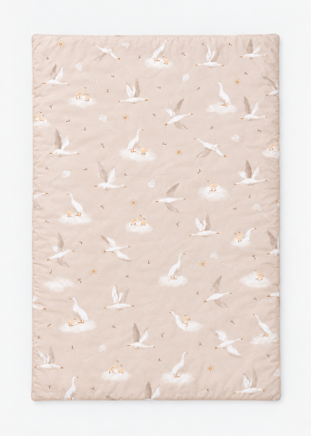 Pilotă pentru copii din bumbac, față dublă, umplutură hipoalergenică BabySoft, Gâște Bej, 140x100 cm – Amy [1]