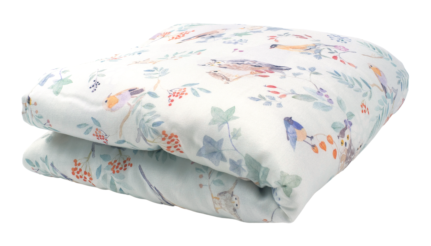 Camera copilului - Pilota pentru copii Nature Bamboo by Amy din bambus si umplutura hipoalergenică BabySoft, Pasari mint, 70x65cm