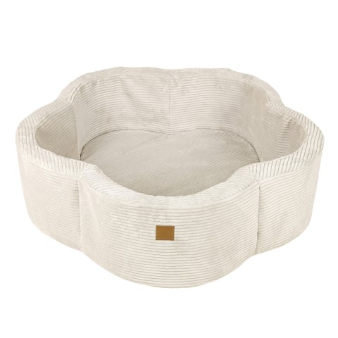 Piscine uscate cu bile colorate - Piscină cu bile MeowBaby® – Aesthetic Vanilla Flower, spumă moale, ecru, personalizabilă cu bile la alegere