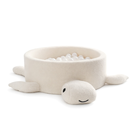Piscine uscate cu bile colorate - Piscină cu bile Bouclé pentru copii MeowBaby® Turtle – Piscină cu bile Bouclé pentru copii MeowBaby® Turtle – Oat Biscuit Beige, fără bile, material reciclat certificat OEKO-TEX®, fără bile, material