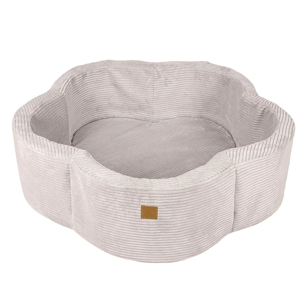 Piscine uscate cu bile colorate - Piscină cu bile MeowBaby® – Aesthetic Ecru Flower, spumă moale, ecru, personalizabilă cu bile la alegere