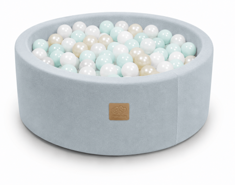 Piscină cu Bile Outzy MeowBaby 90x30cm Albastru (Cloudberry Sky Blue) – 200 Bile Incluse (Culoare la Alegere), Husă Detașabilă Lavabilă, Interior/Exterior [3]
