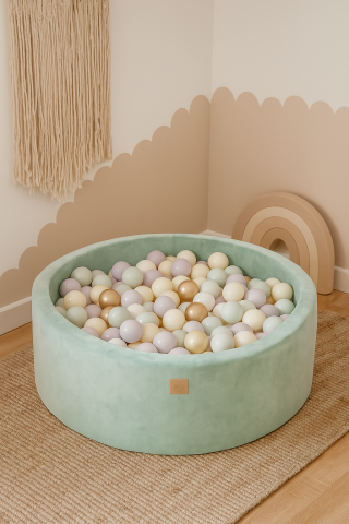 Piscină cu bile rotundă MeowBaby® Velvet sage Olive 90x30 cm, cu 200 bile [1]