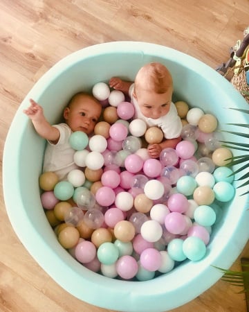 Piscina uscata cu 250 de bile (Alb, Mint, Bej, Roz pastel, Transparent) MeowBaby®, Cupcake, 90x30 cm, Mint [2]