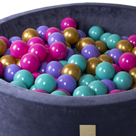 Piscina uscata 250 bile 7 cm MeowBaby®, auriu, roz inchis, violet si turcoaz, Flower Set, 90x30 cm, Catifea Blue [3]