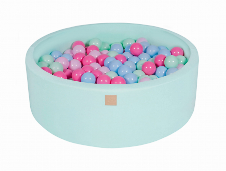 Piscine uscate cu bile colorate - Piscina uscata cu 200 de bile (Mint, Babyblue, Roz, Pastel Roz) MeowBaby®, 90x30 cm, Mint