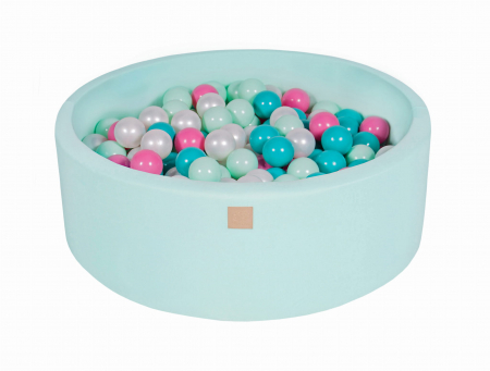 Piscine uscate cu bile colorate - Piscina uscata cu 200 de bile (Alb perlat, Turcoaz, roz, mint) MeowBaby®, 90x30 cm, Mint