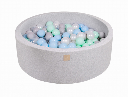 Piscine uscate cu bile colorate - Piscina uscata cu 200 de bile (Alb perlat, Gri, Transparent, Mint, Babyblue) MeowBaby®, 90x30 cm, Gri Deschis