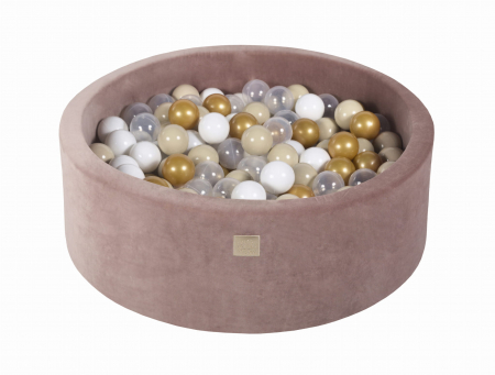 Piscine uscate cu bile colorate - Piscina uscata cu 200 de bile (gold, bej, alb, transparent) MeowBaby®, 90x30 cm, Catifea Bej