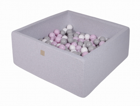 Piscine uscate cu bile colorate - Piscina uscata cu 200 de bile (roz pastel, gri, alb) MeowBaby®, 90x90x40 cm, Gri