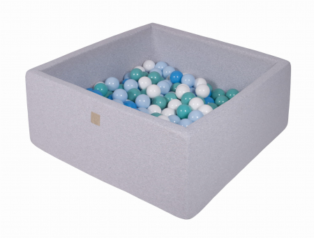 Piscine uscate cu bile colorate - Piscina uscata cu 200 de bile (alb, blue, turcoaz, baby blue) MeowBaby®, 90x90x40 cm, Gri