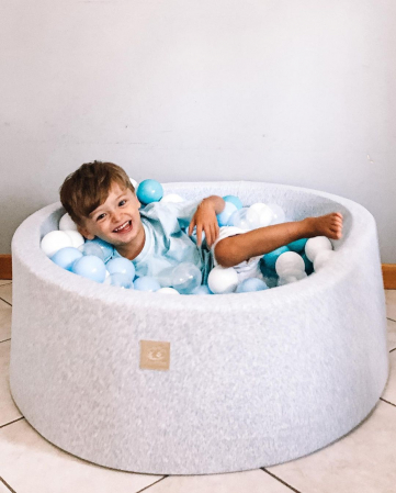 Piscina uscata cu 200 de bile (Turcoaz, Babyblue, Transparent, Alb) MeowBaby®, 90x30 cm, Gri deschis [7]
