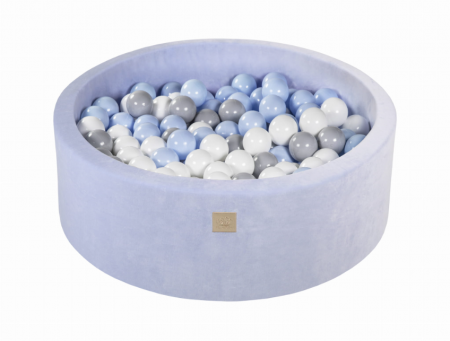 Piscine uscate cu bile colorate - Piscina uscata cu 200 de bile (Alb, baby blue, gri) MeowBaby®, 90x30 cm, Catifea Baby Blue